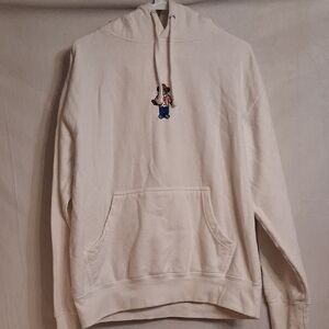Wallace Cream Hoodie with Embroidered Character Size Medium